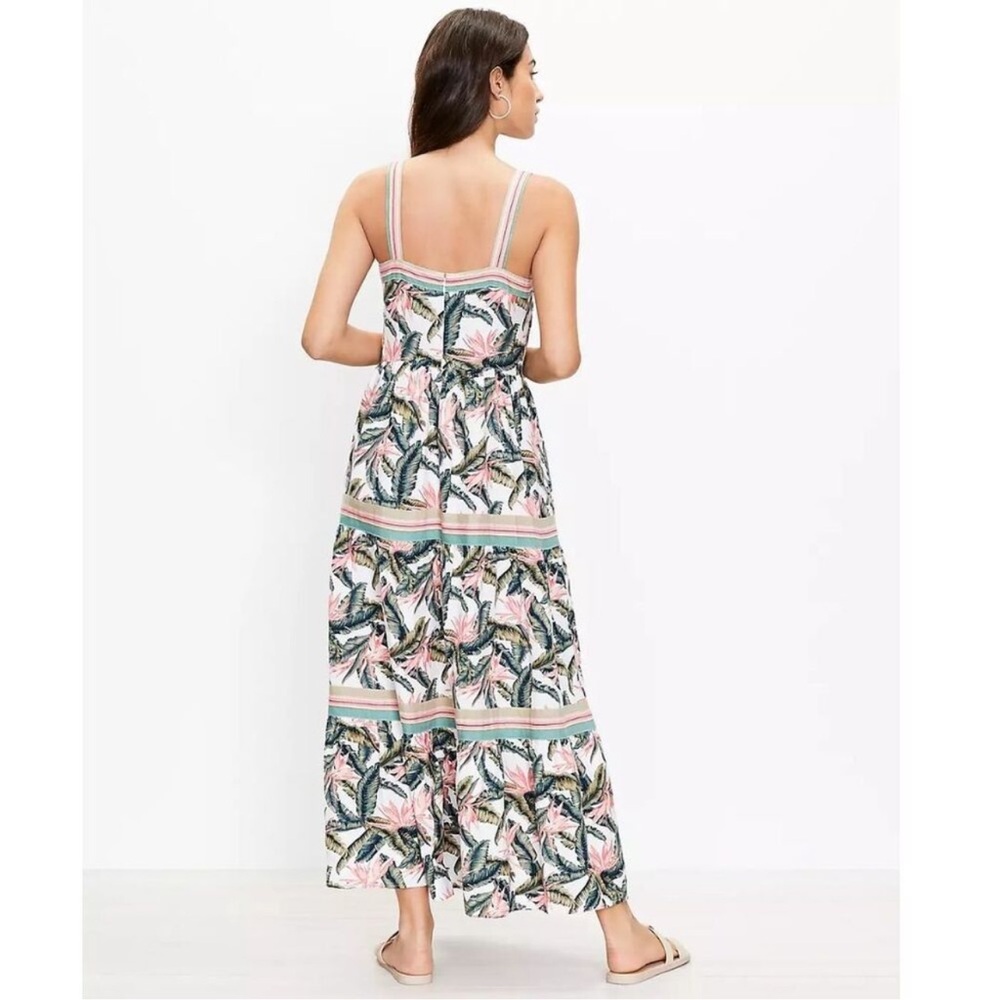 NWT loft floral paradise tiered maxi dress linen - Picture 2 of 8
